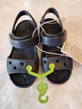 NWT Crocs Kids' Bayaband Sandal - Navy / Pepper - Velcro Strap, Size C 10